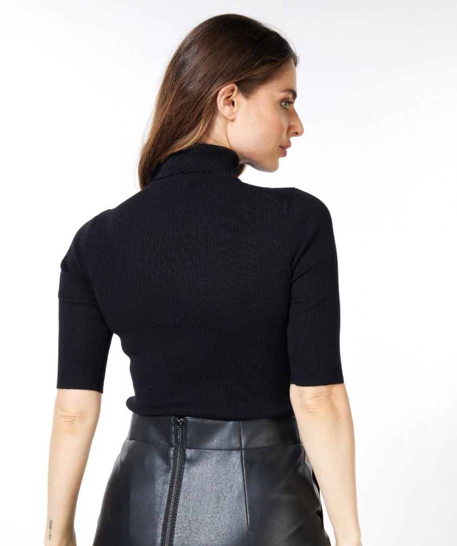 Esqualo Top Short Slve Open Rib Col