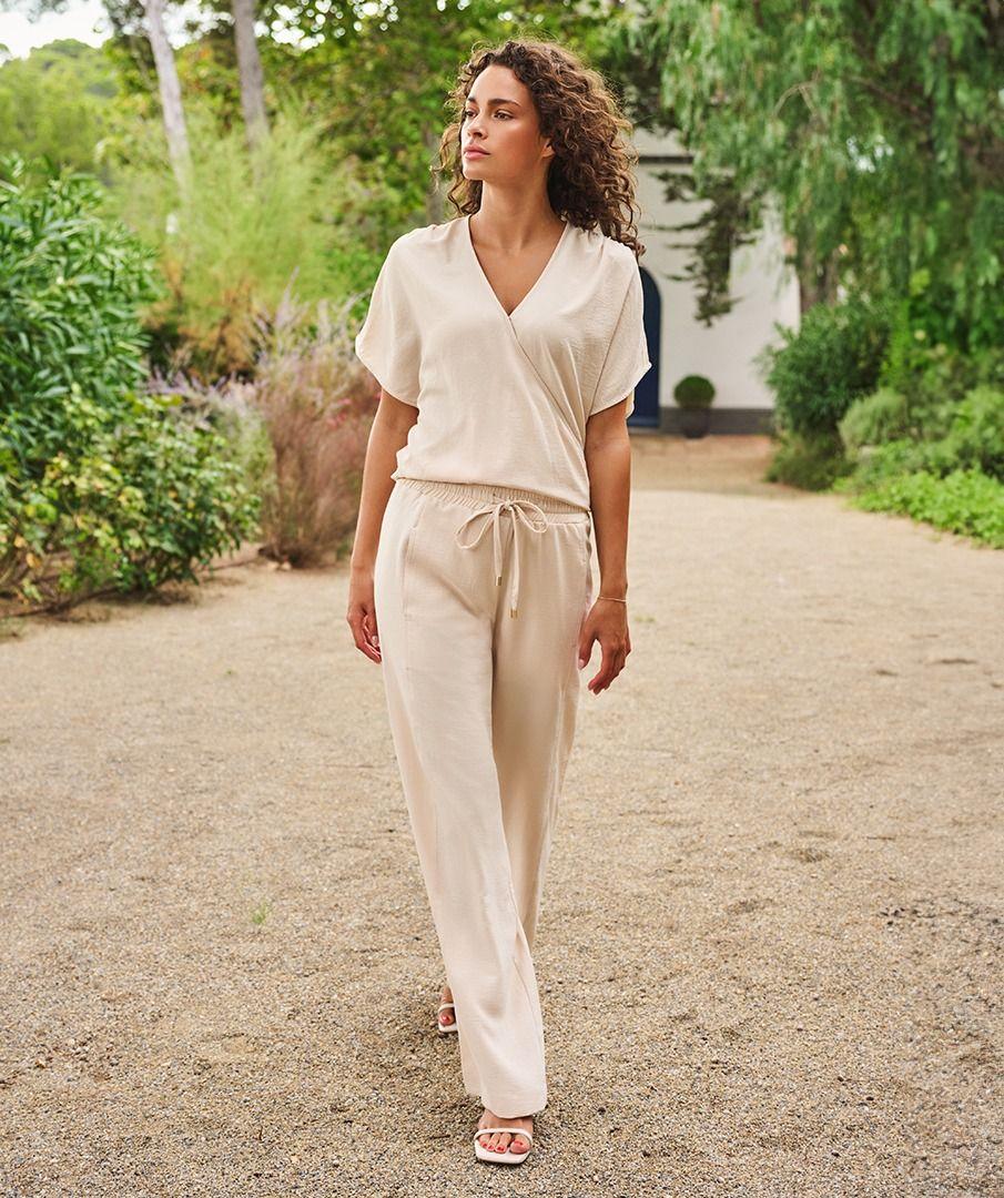 esqualo Trousers wide crinkle