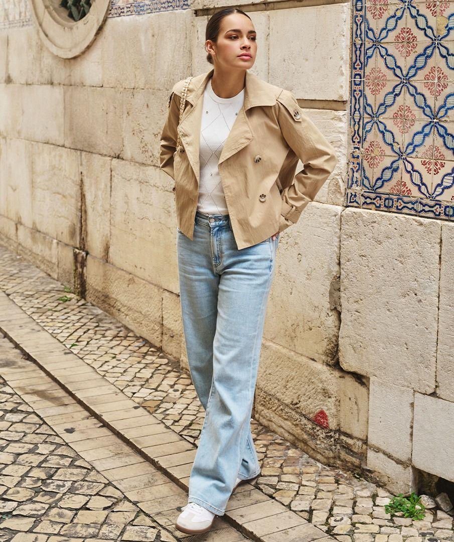 esqualo Trousers wide leg denim