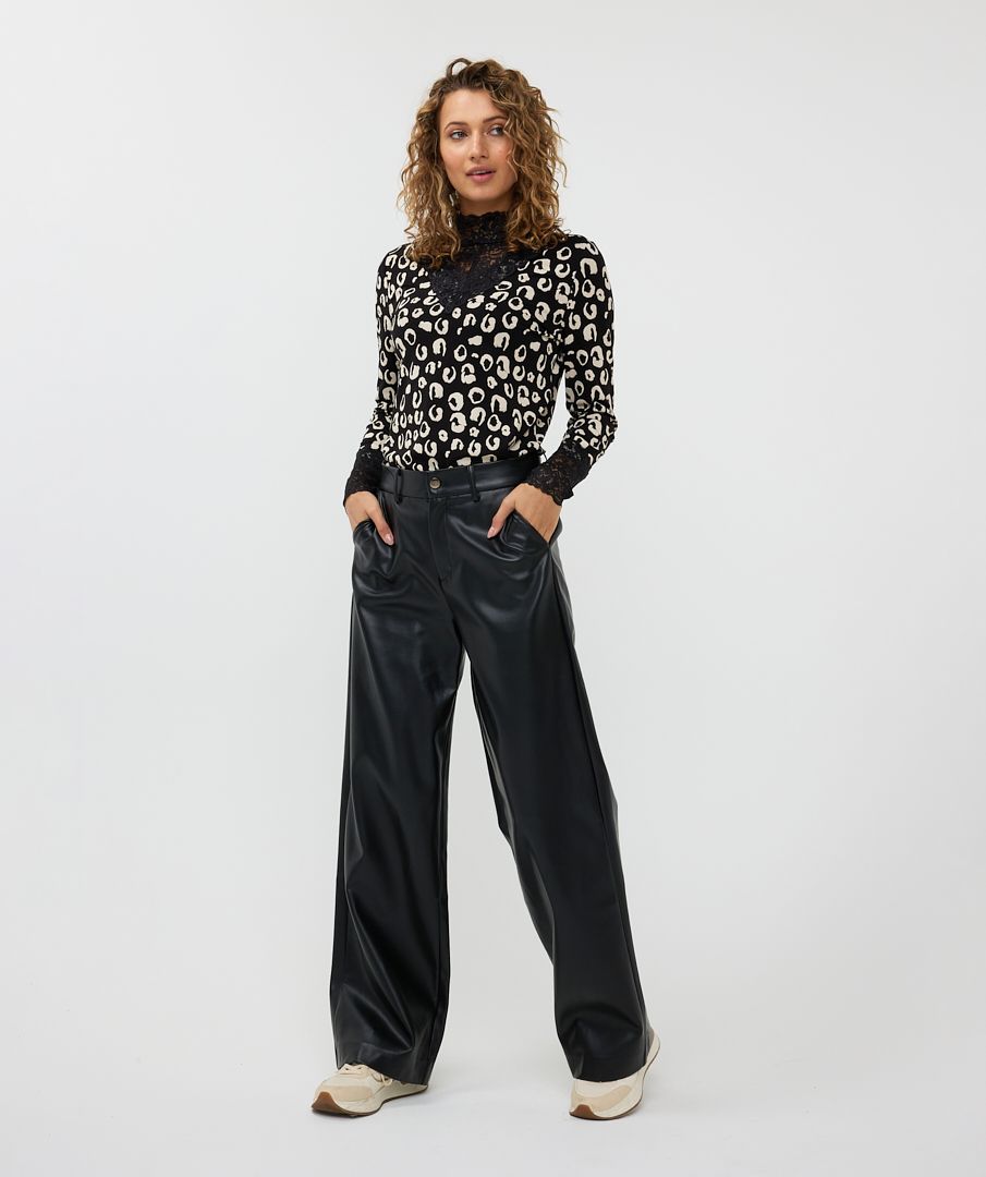 Esqualo Trousers Wide Vegan Leather