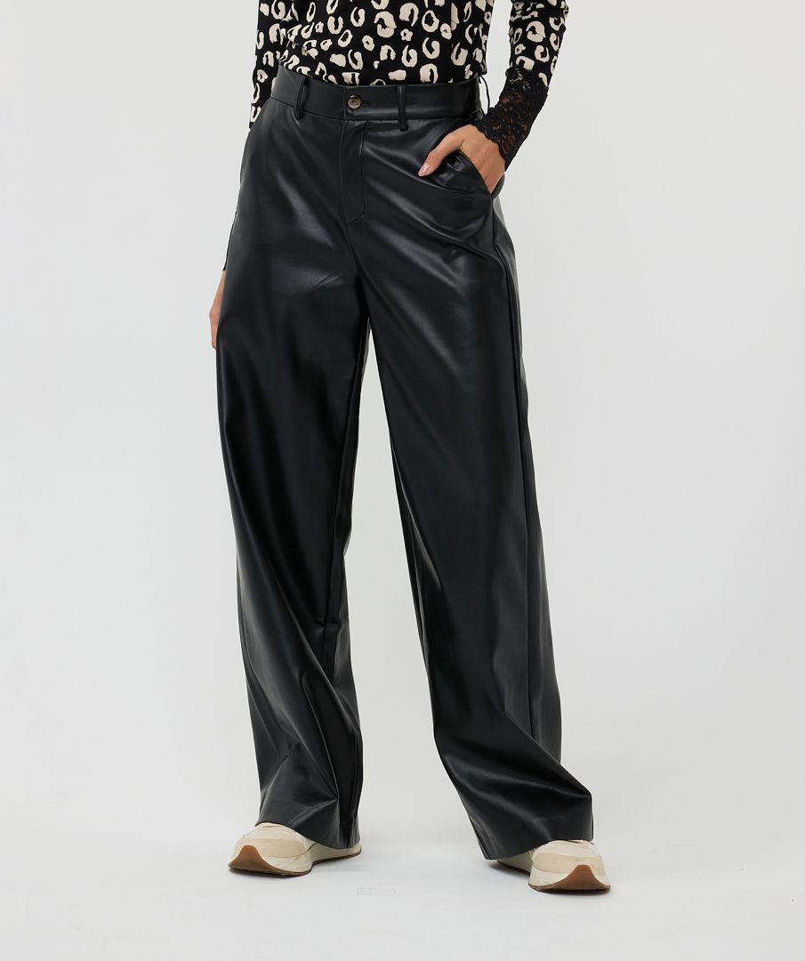 Esqualo Trousers Wide Vegan Leather