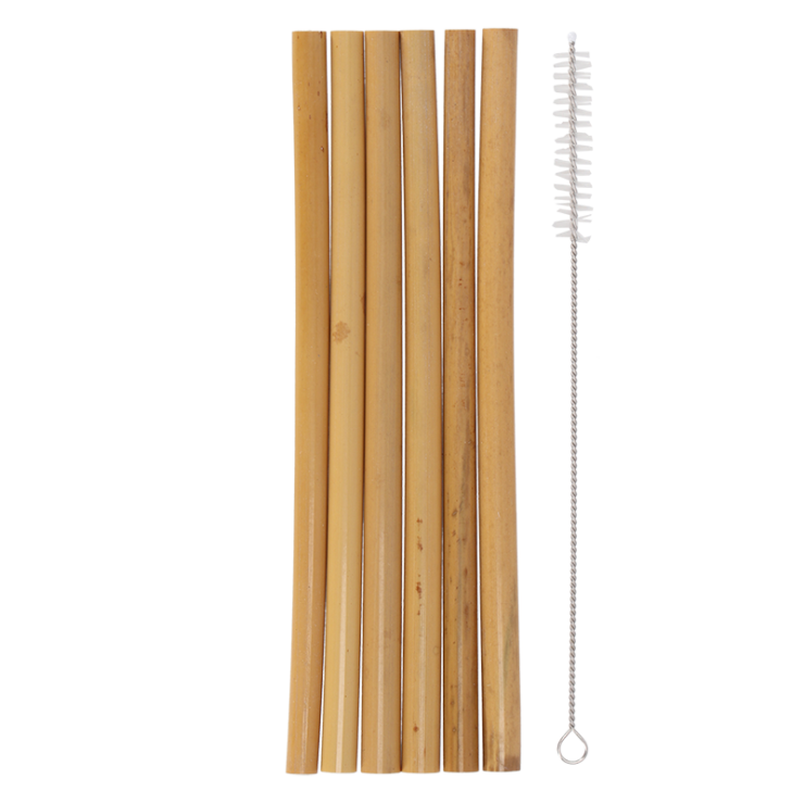 esschert design Bamboo rietjes inclusief schoonmaakborstel