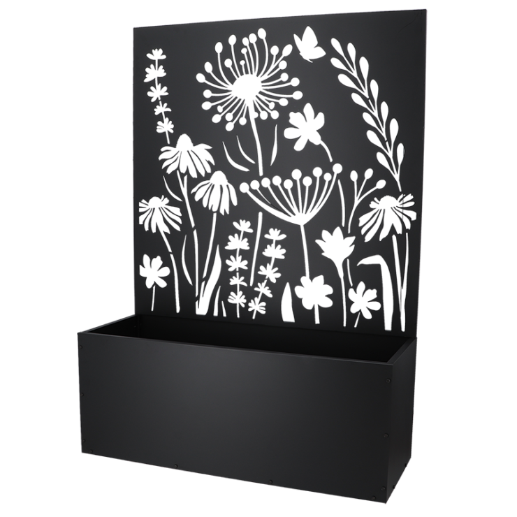 esschert design Bloembak met trellis voorzien van bloemendesign