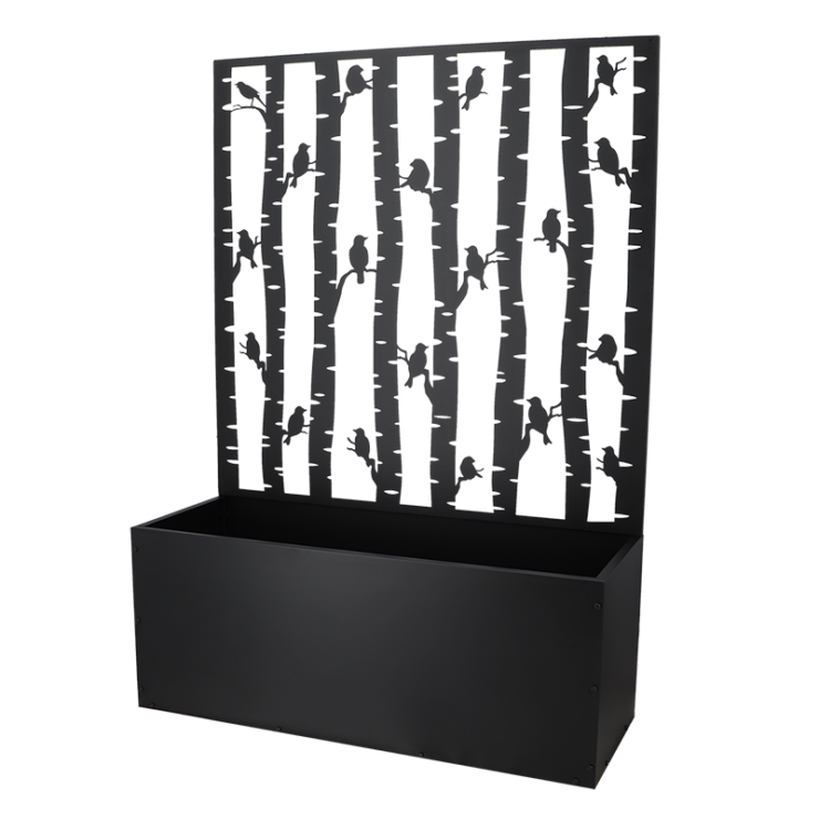 esschert design Bloembak met trellis voorzien van vogeldesign