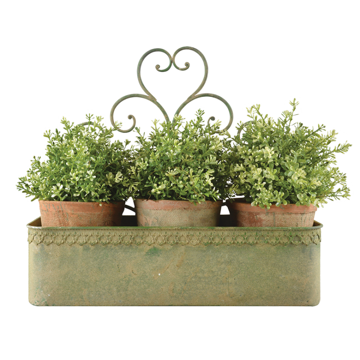 esschert design Aged Metal Green wandplantenbak L