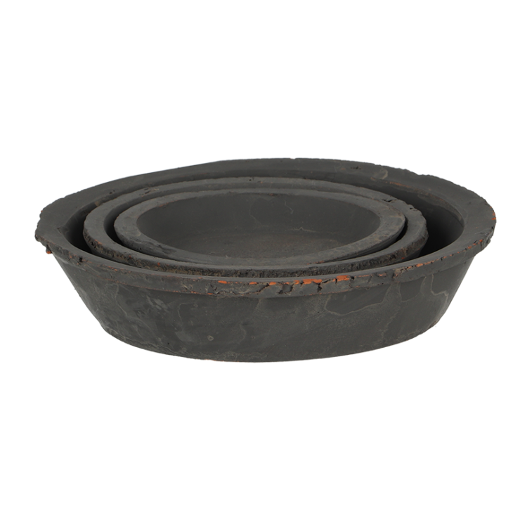 esschert design AT grijs schotel rond S set van 3