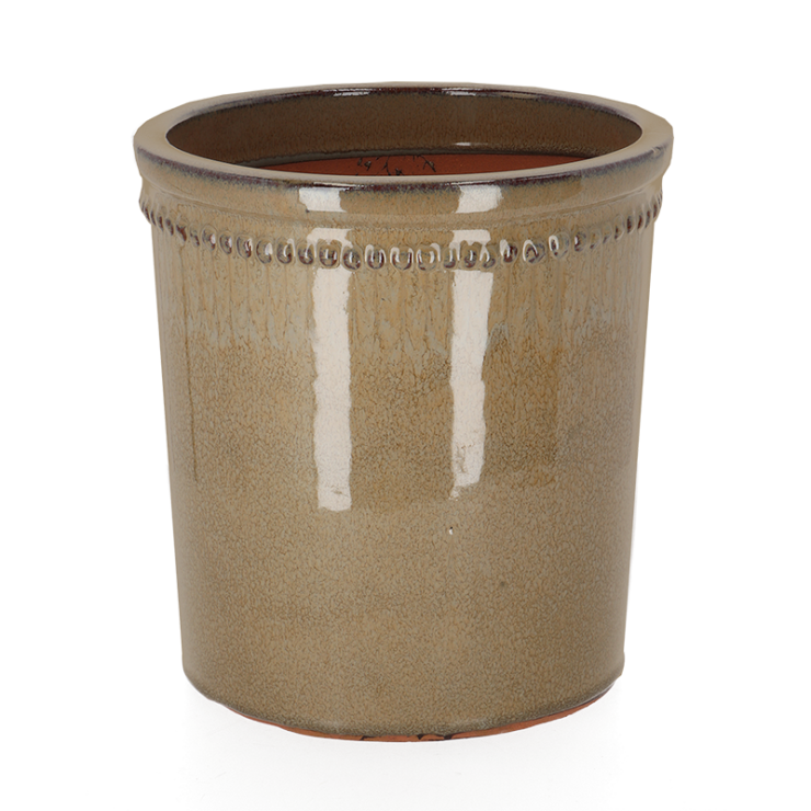 esschert design Bloempot geglazuurd grijs 25cm