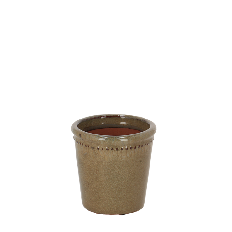 esschert design Bloempot geglazuurd grijs 9cm