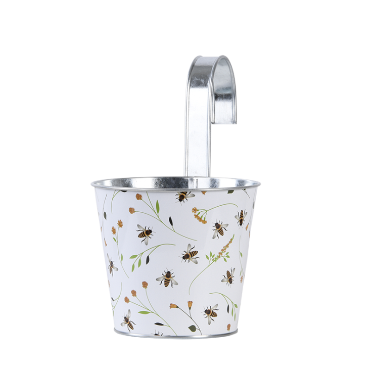 esschert design Bloempot met bijenprint en haak