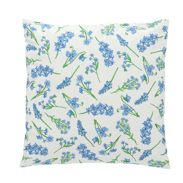 esschert design Buitenkussen bloemen blauw