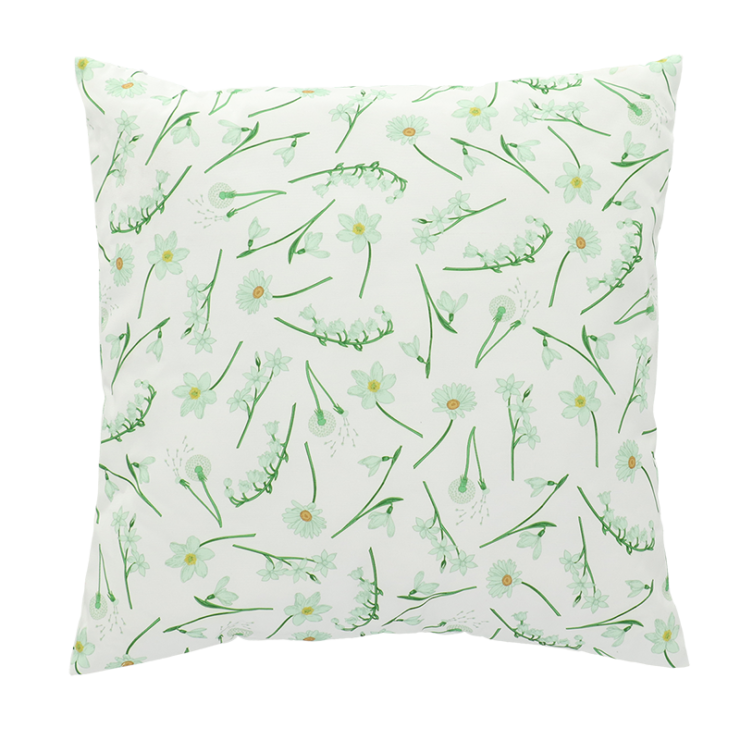 esschert design Buitenkussen bloemen wit