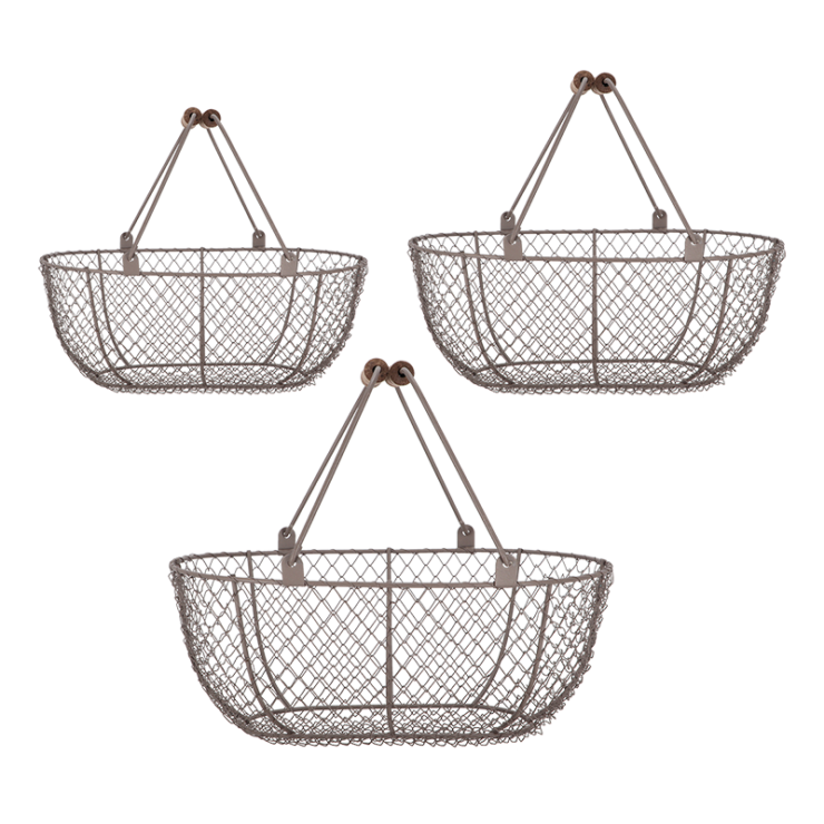 esschert design Draadmanden bruin set van 3