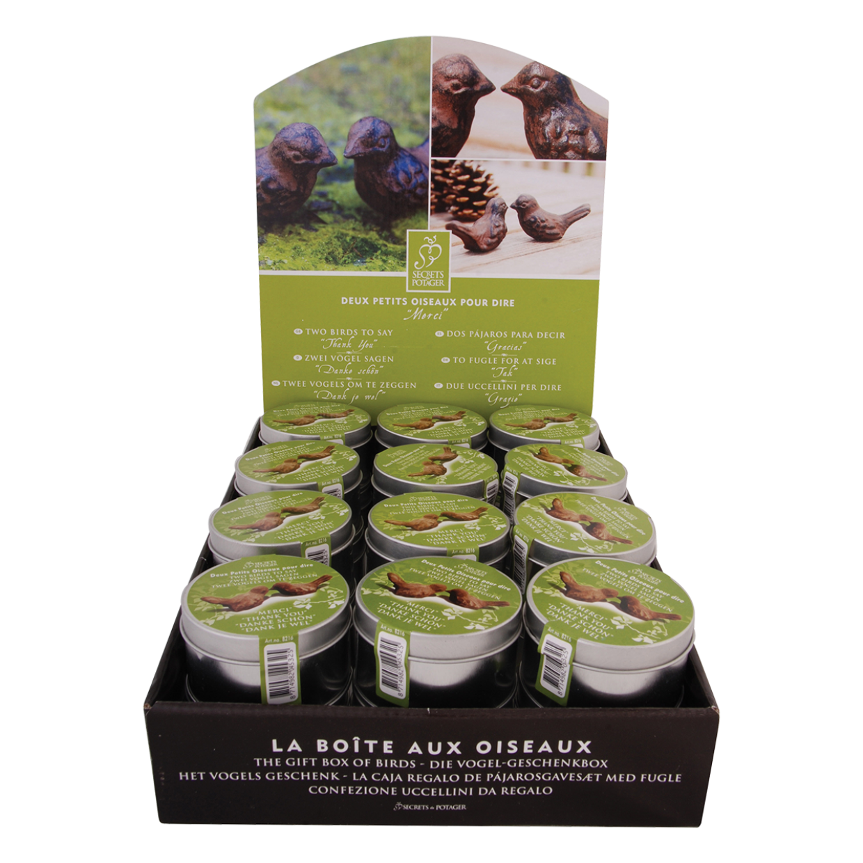 Esschert Design Giftbox 2 Vogels "Thank You" Roest