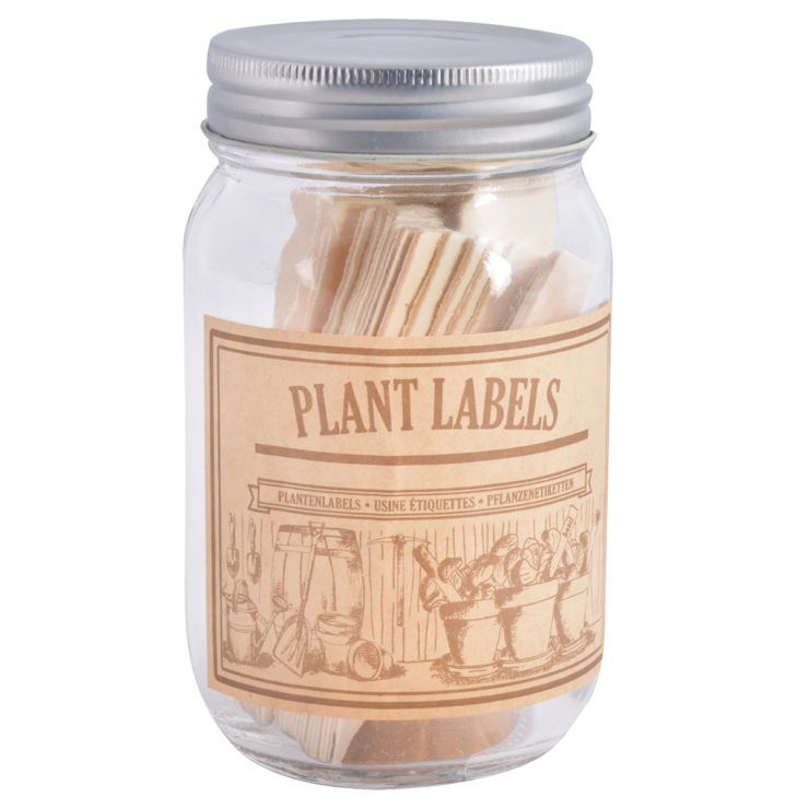 esschert design Houten plantenlabels in glazen pot