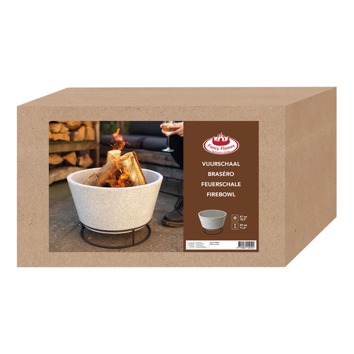 Esschert Design Keramiek Vuurschaal In Betonlook