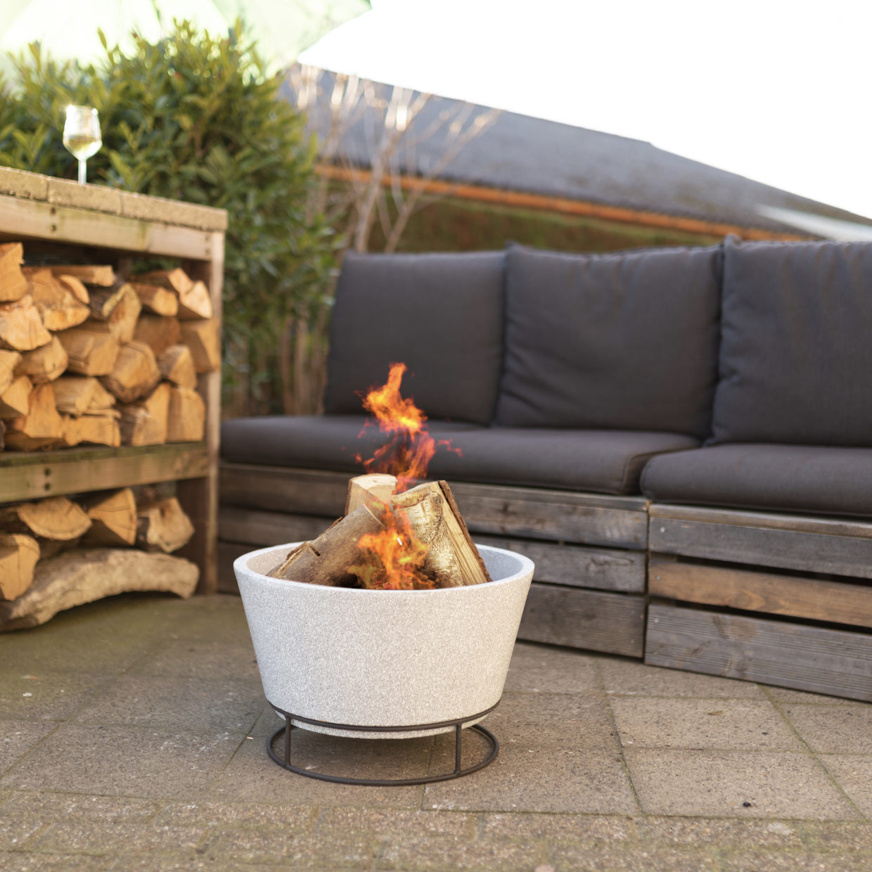 Esschert Design Keramiek Vuurschaal In Betonlook