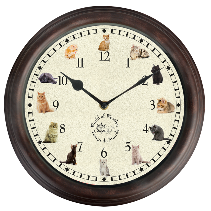 esschert design Klok met poezengeluiden