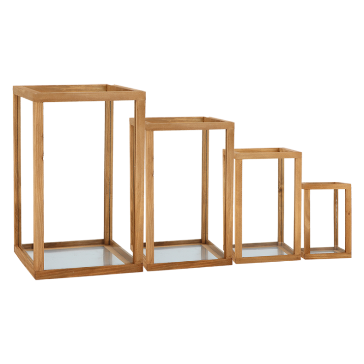 esschert design Lantaarn hout set van 4