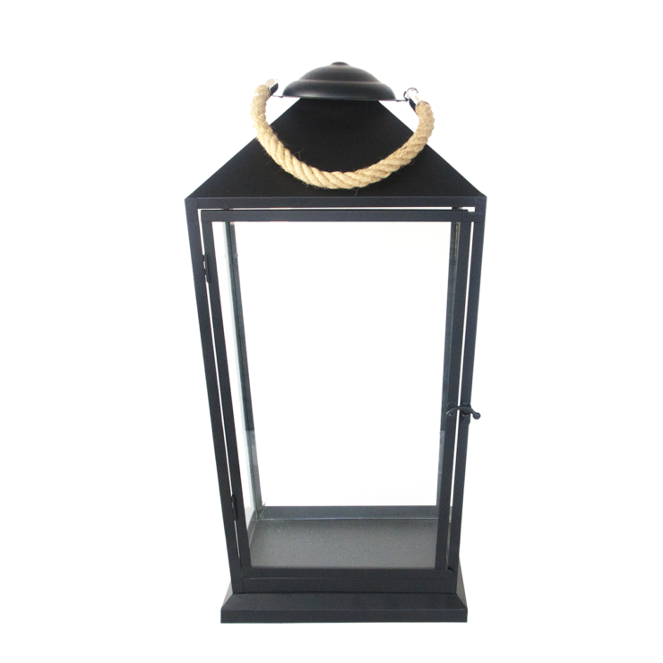 esschert design Lantaarn zwart met touw L