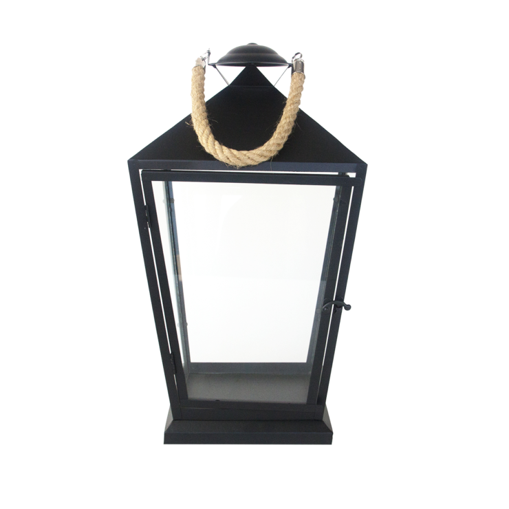 esschert design Lantaarn zwart met touw M