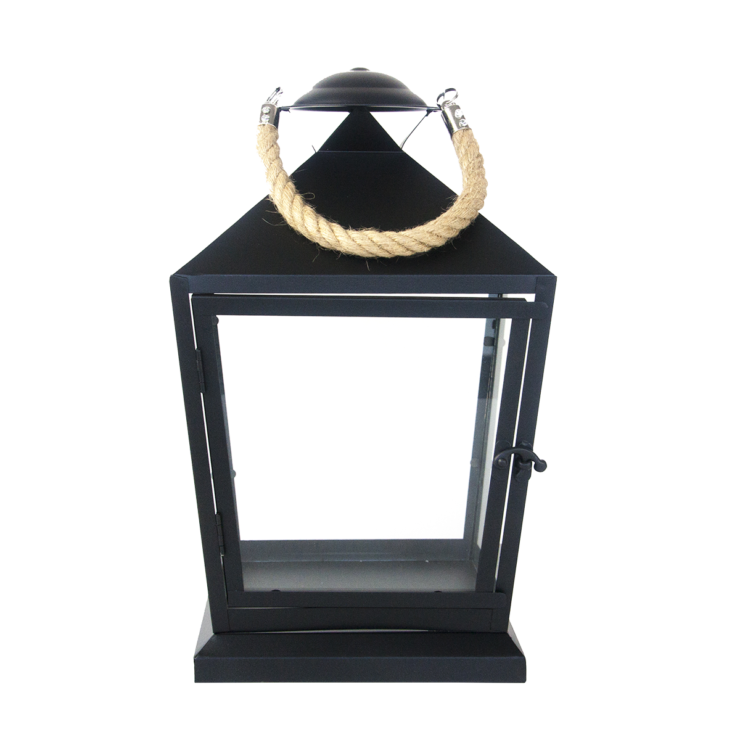 esschert design Lantaarn zwart met touw S