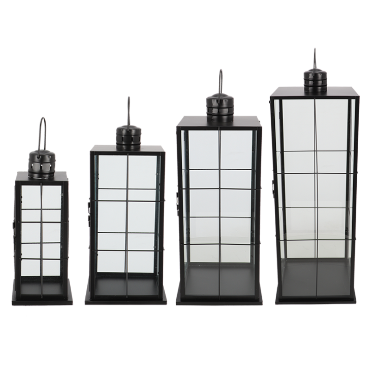 esschert design Lantaarn zwart set van 4