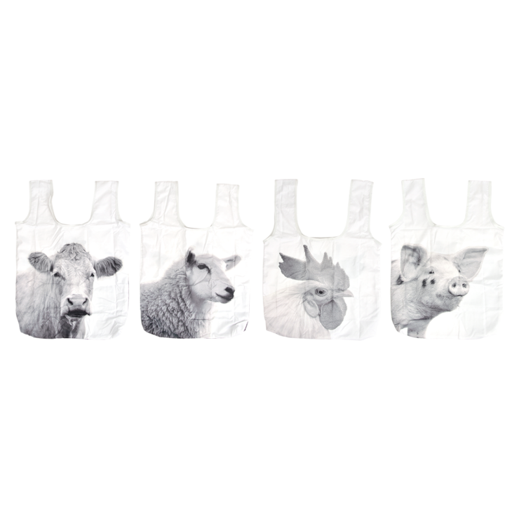 esschert design Opvouw. tas boerderijdieren z/w