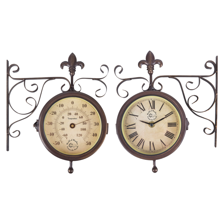 esschert design Stationsklok inclusief thermometer