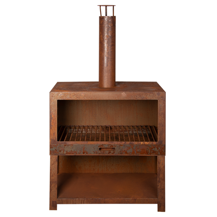 Esschert Design Terraskachel + Houtopslag Roest L