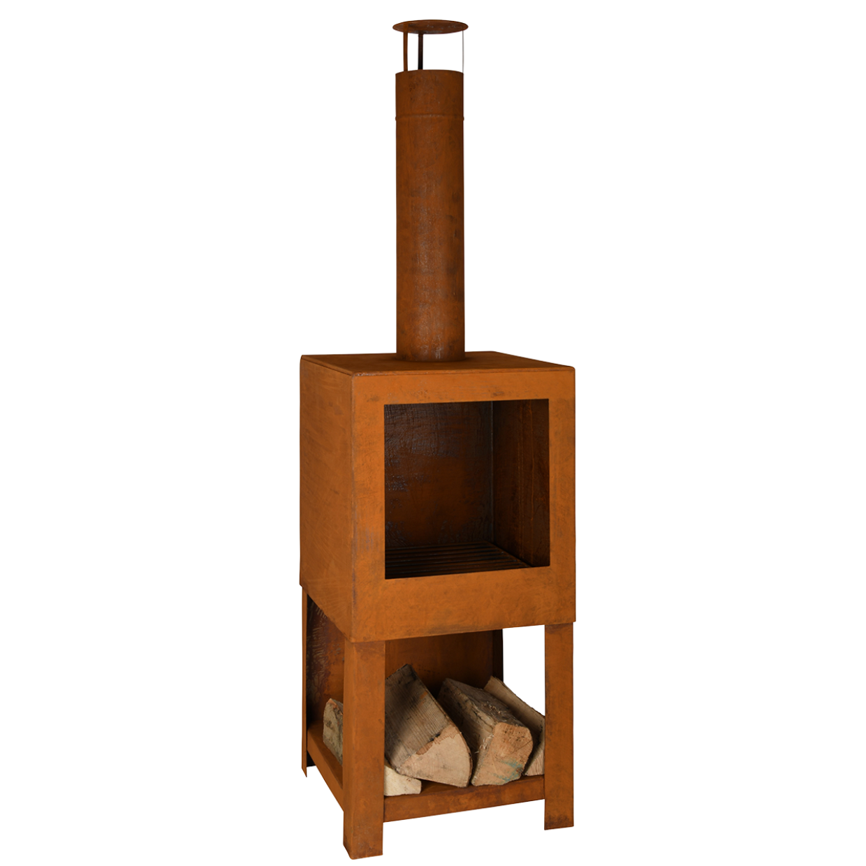 Esschert Design Terraskachel Met Houtopslag Roest