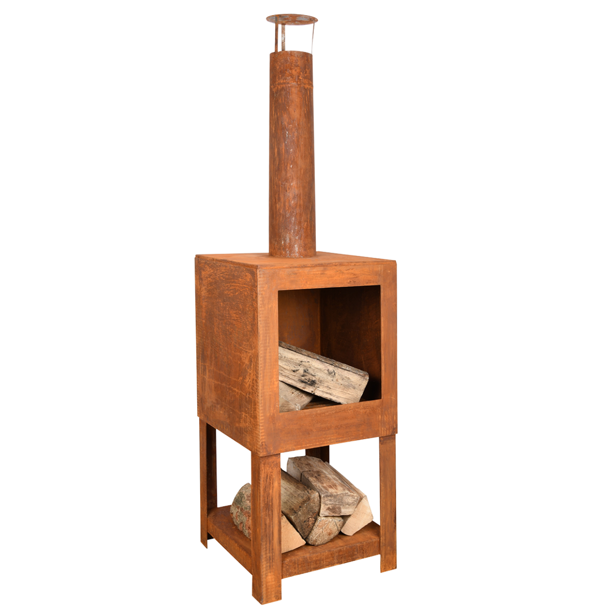 Esschert Design Terraskachel Met Houtopslag Roest