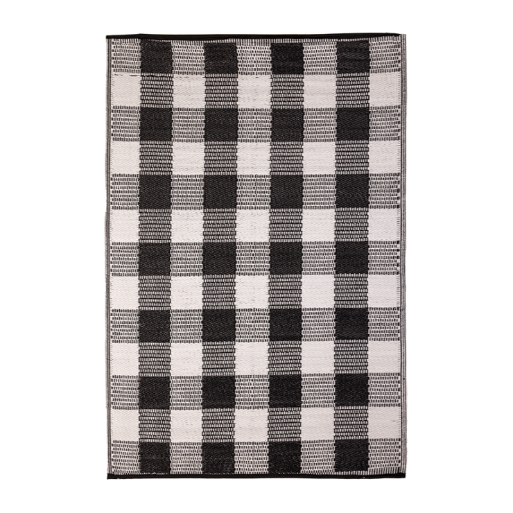 esschert design Zwart wit geruit tuintapijt S