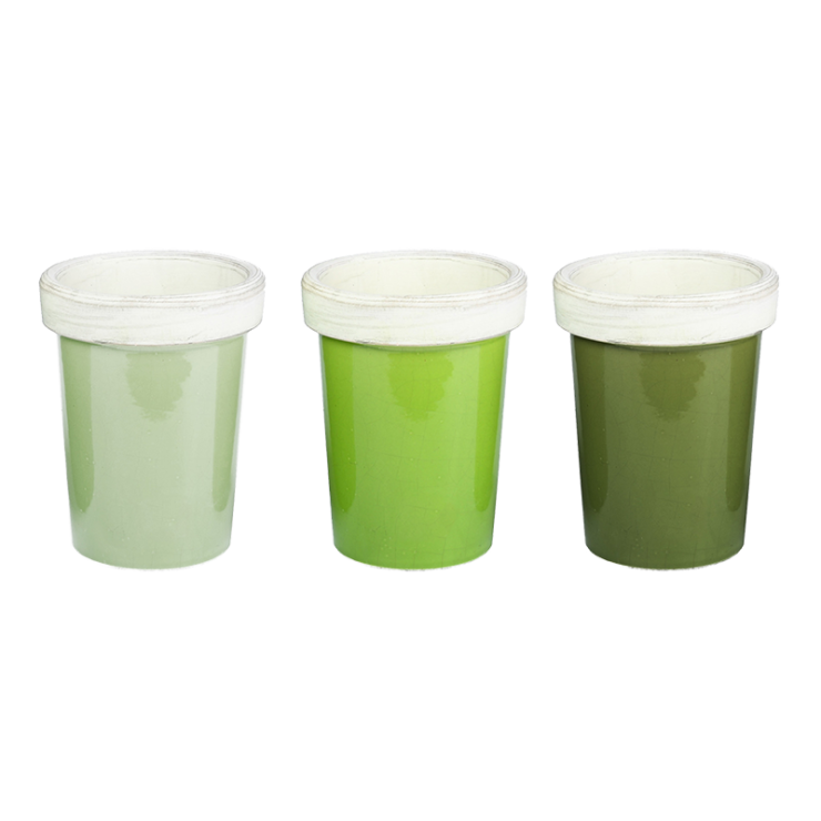 esschert design Groentinten long tom bloempot assorti van drie