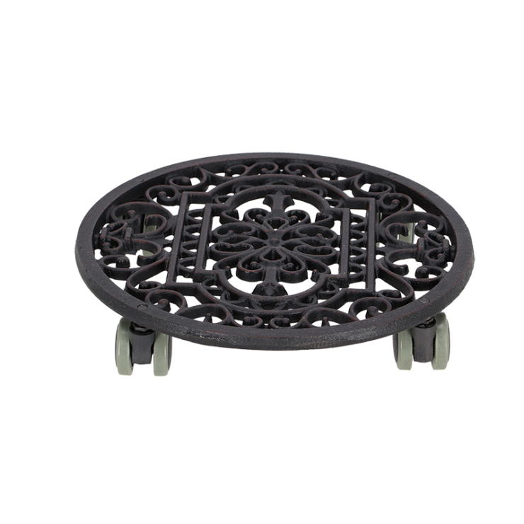 esschert design Indoor gietijzeren klassieke ronde plantentrolley L