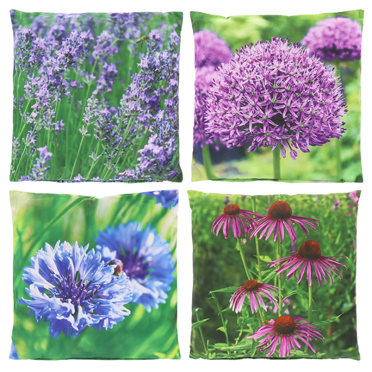 esschert design Outdoor kussen met paarse bloemenprint L
