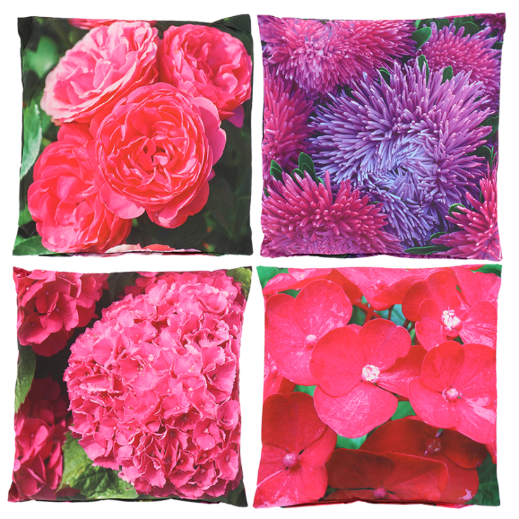 esschert design Outdoor kussen met roze bloemenprint L