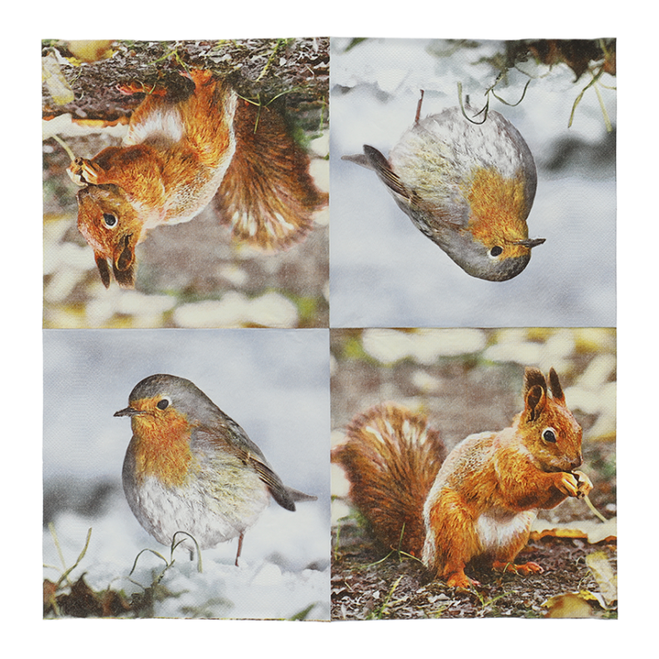 esschert design Papier servetten roodborst/eekhoorn