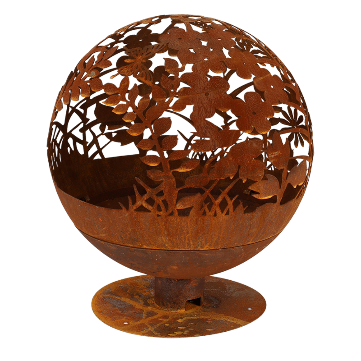 Esschert Design Roest Vuurbal Lasergesneden Bloemen