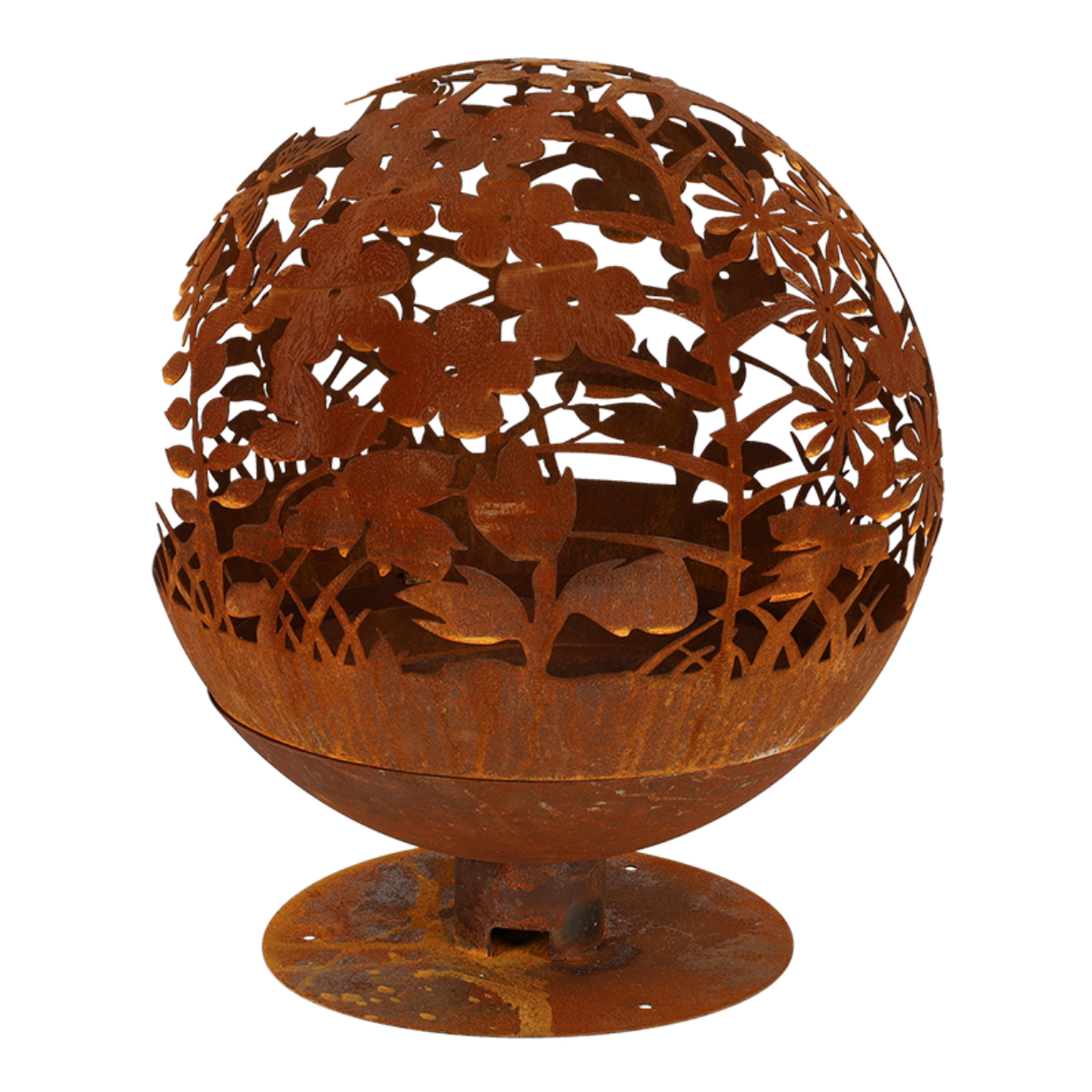 Esschert Design Roest Vuurbal Lasergesneden Bloemen