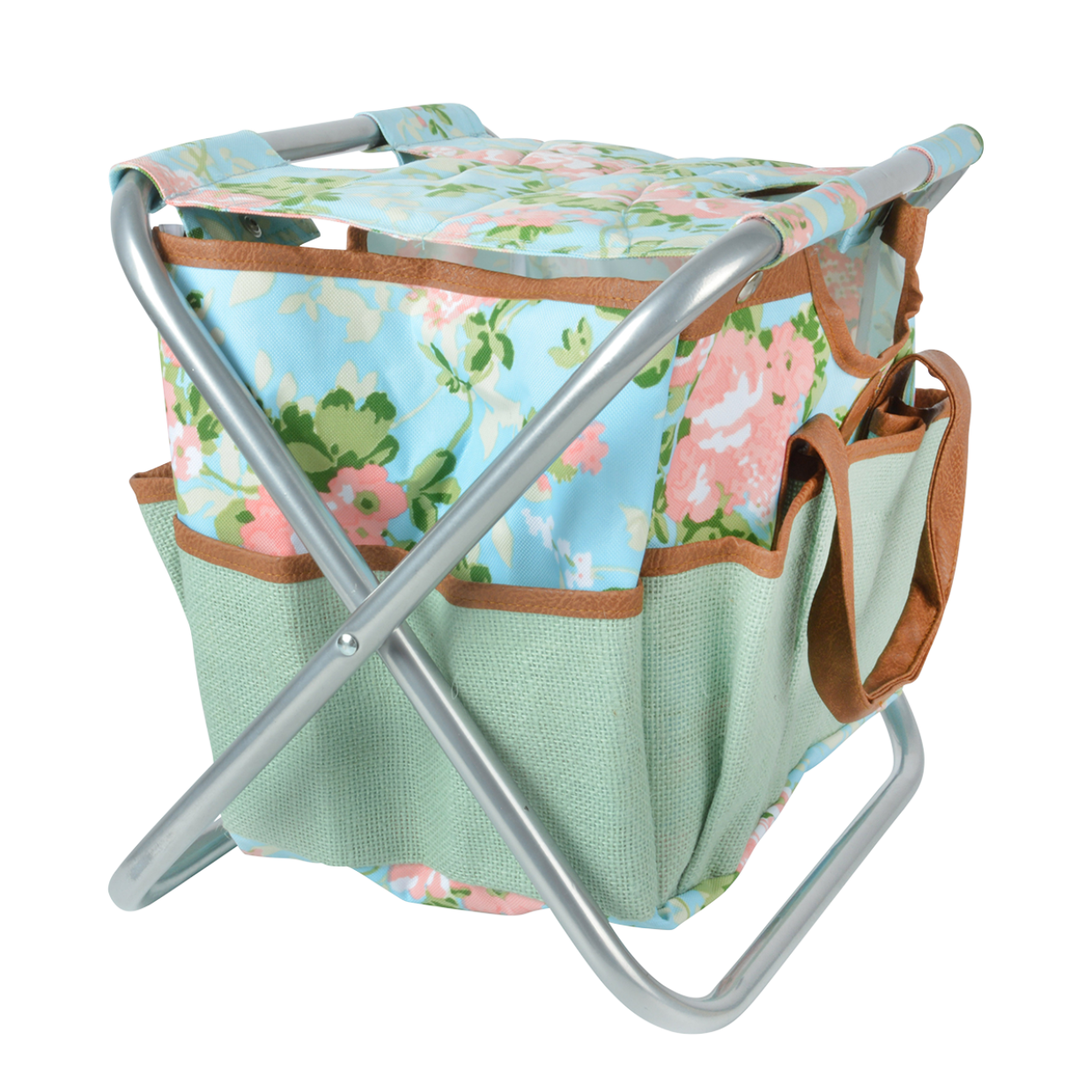 Esschert Design Roosprint/jute Tuingereedschapstoel