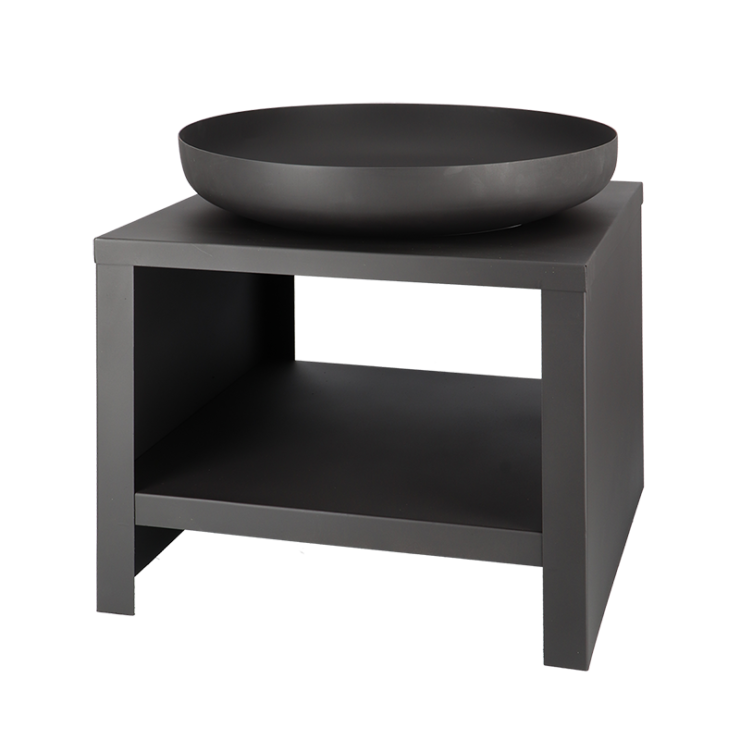 esschert design Vuurschaal met houtopslag 60 cm zwart