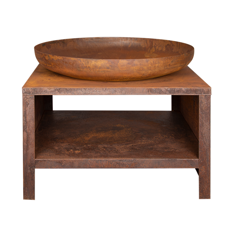 Esschert Design Vuurschaal Met Houtopslag 80 Cm Roest