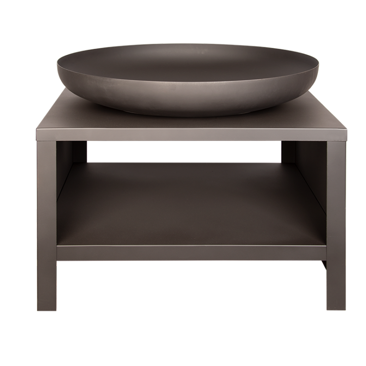 esschert design Vuurschaal met houtopslag 80 cm zwart