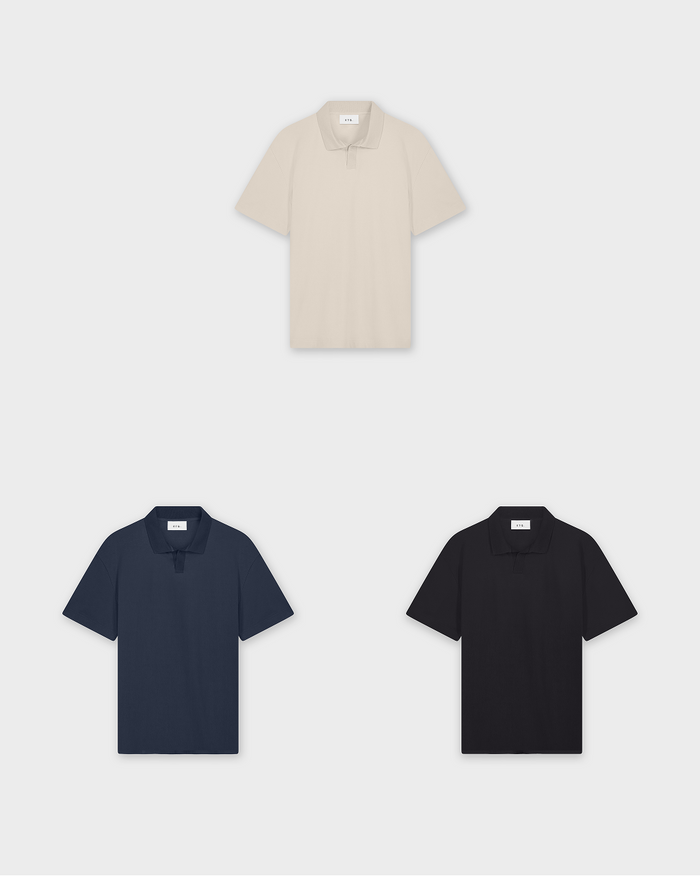 etq amsterdam PO 02 Essence Buttonless 3-Pack Gemerceriseerd Pima-katoen