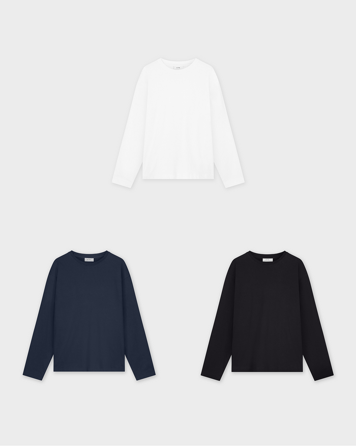 etq amsterdam TS 03 Essence Longsleeve 3-Pack Italiaanse Fleece