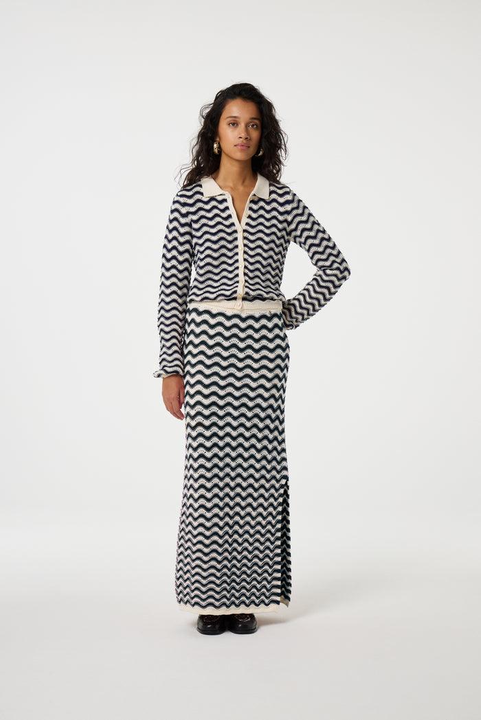 fab by fabienne chapot Caro Crochet Cardigan Long Sleeve After Midnight Blue