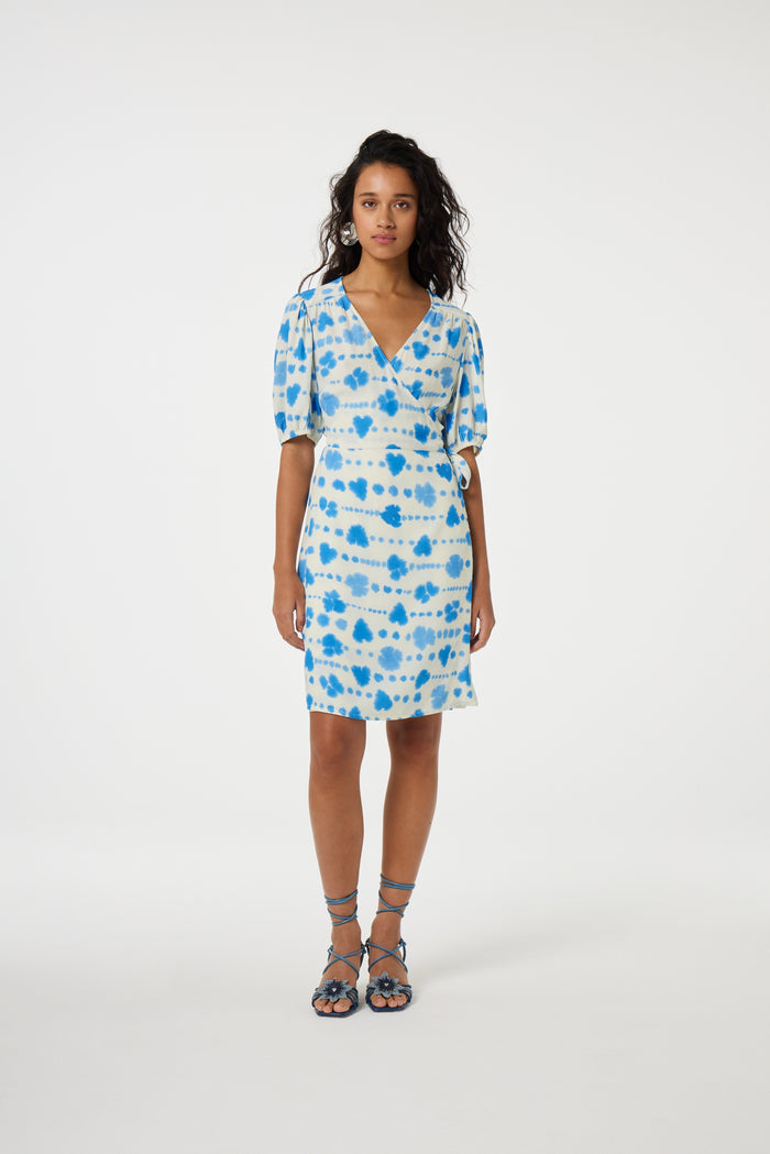 fab by fabienne chapot Cleo Wrap Dress Warm White/Blue Wave
