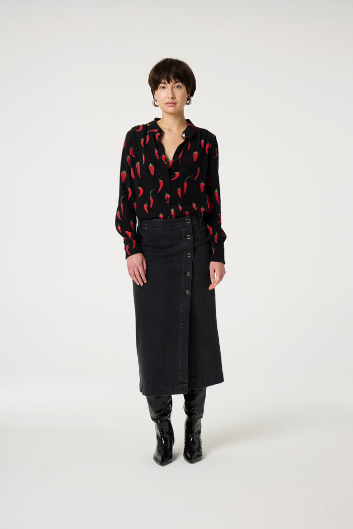 fab by fabienne chapot Coco Blouse Black/Red Hot Chilli