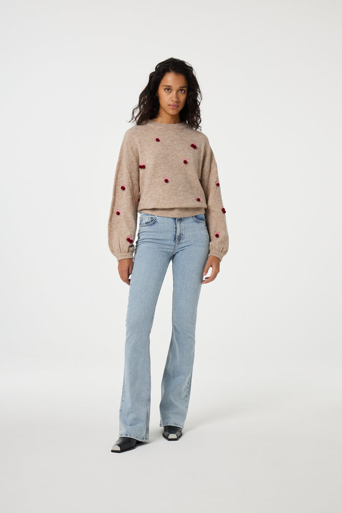 fab by fabienne chapot Linda Cherry Pullover Lt Oatmeal Melange