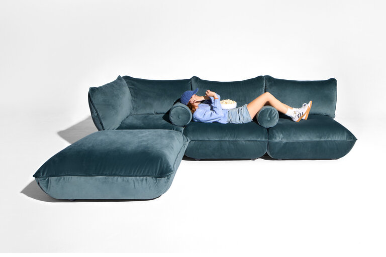 Fatboy Puff Rolster Pillow Velvet Recycled Sierkussen Blauw 65xØ 24 Cm